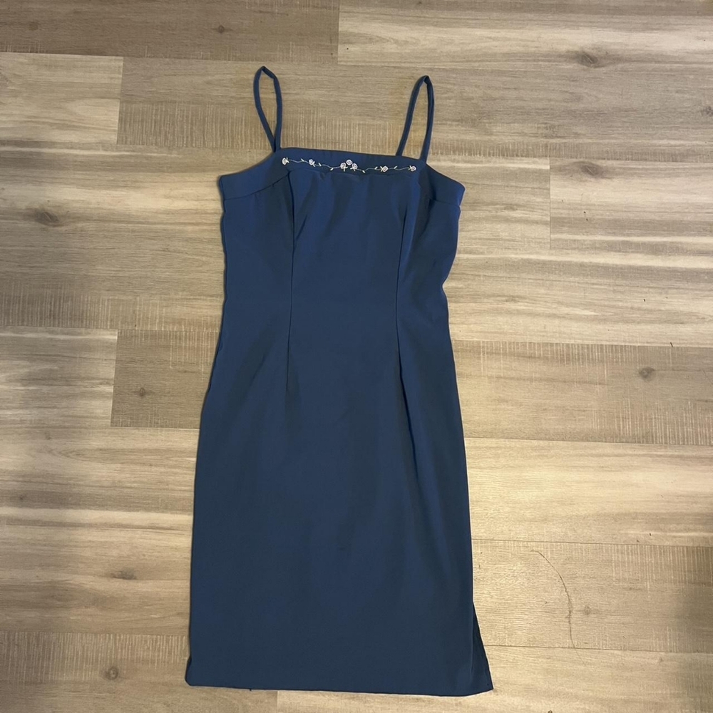 City Triangles Blue Midi Dress with Spaghetti Straps
